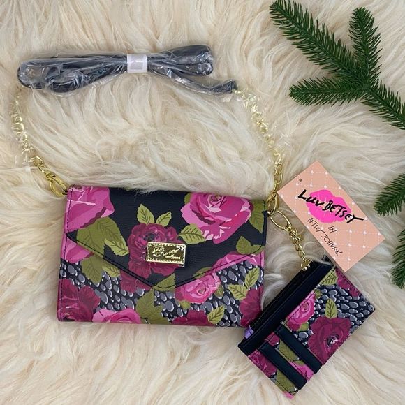 Betsey Johnson Floral Crossbody & Wallet - Picture 1 of 8